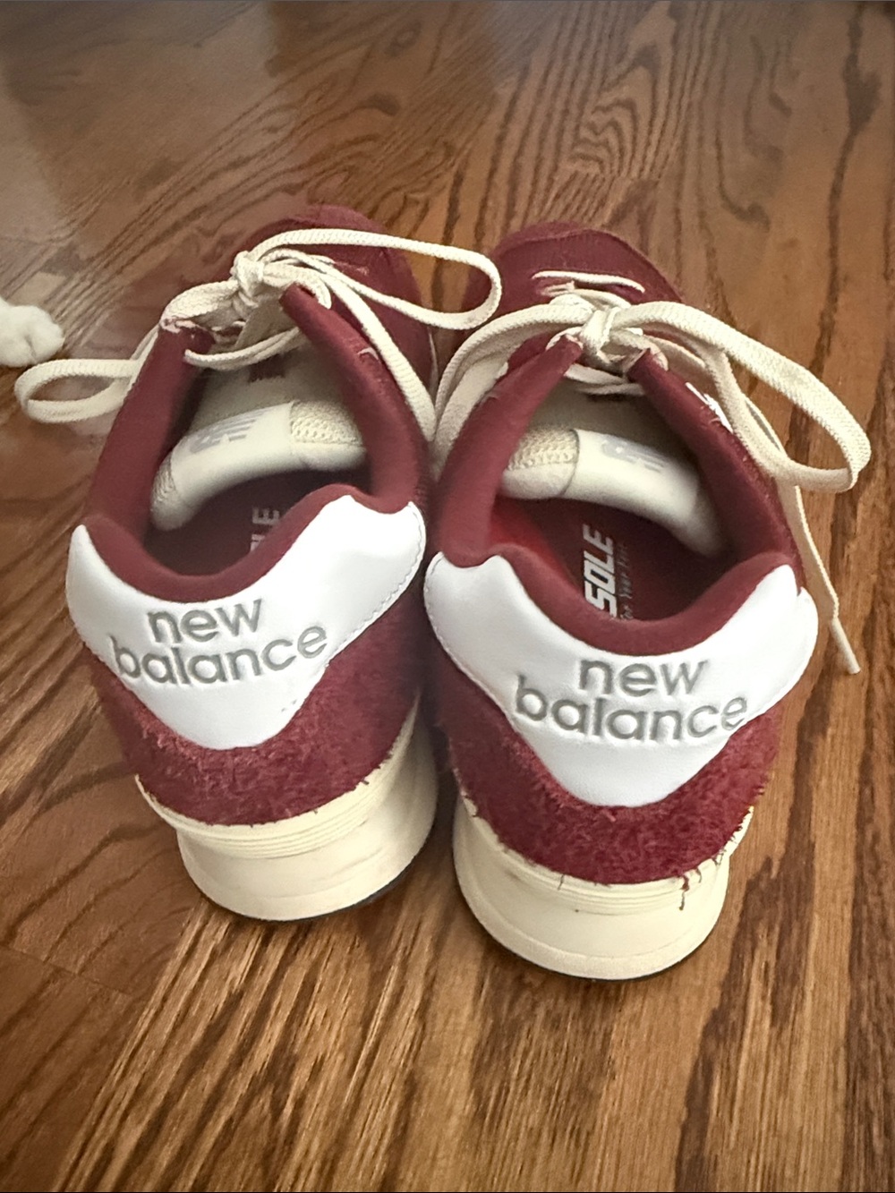 New Balance Maroon Suede Mesh Sneakers with White 'N' Accents - Picture 7 of 12